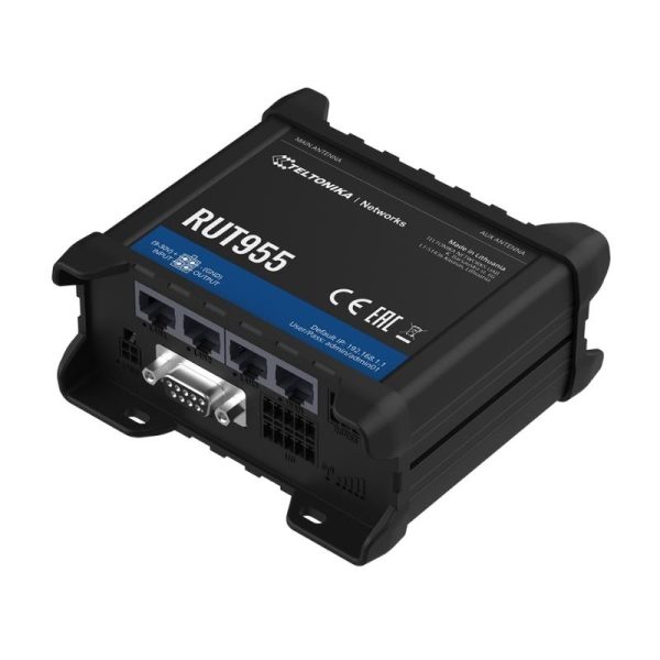 Router 3G/4G công nghiệp Teltonika RUT955 Dual SIM, 4 cổng LAN, hỗ trợ RS232/RS485, chịu tải 100 User