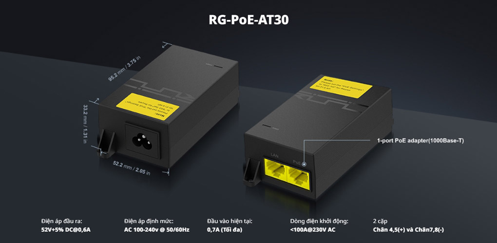 Bán Adapter POE 1 cổng 31.2W Ruijie RG-POE-AT30 giá rẻ