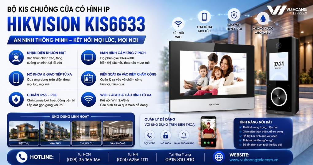 Bộ Chuông Cửa IP Hikvision KIS6633 Nhận Diện Khuôn Mặt Giá Tốt