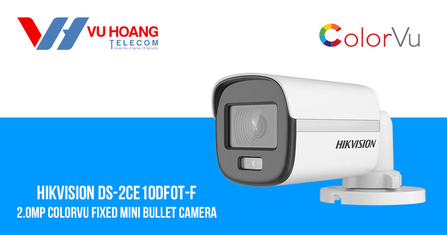 Camera HDTVI ColorVu 2MP thân trụ HIKVISION DS-2CE10DF0T-F