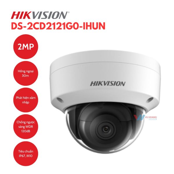 Camera IP Dome 2MP Hikvision DS-2CD2121G0-IHUN