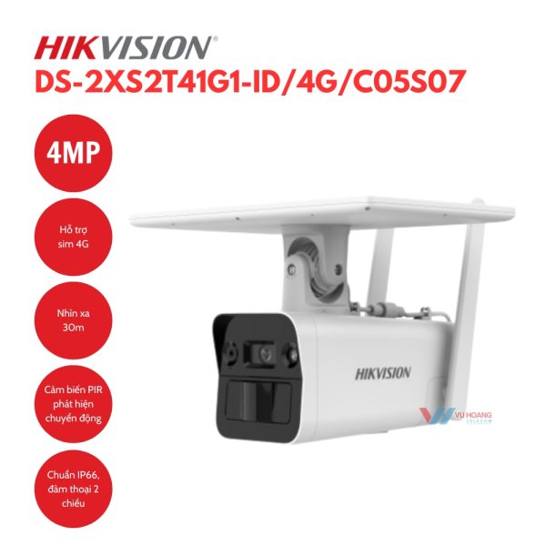 Camera IP năng lượng mặt trời 4G Hikvision DS-2XS2T41G1-ID/4G/C05S07