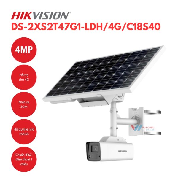 Camera IP năng lượng mặt trời 4G Hikvision DS-2XS2T47G1-LDH/4G/C18S40