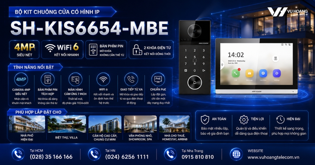 Chuông Cửa Hikvision SH-KIS6654-MBE 4MP Bàn Phím PIN giá tốt