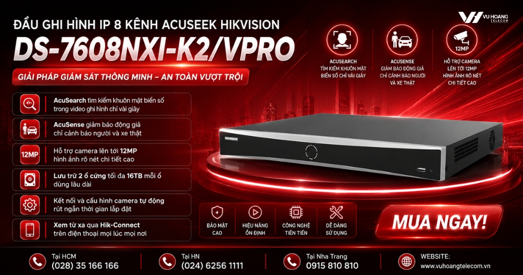 Đầu Ghi Hikvision DS-7608NXI-K2/VPro - 8 Kênh AcuSense