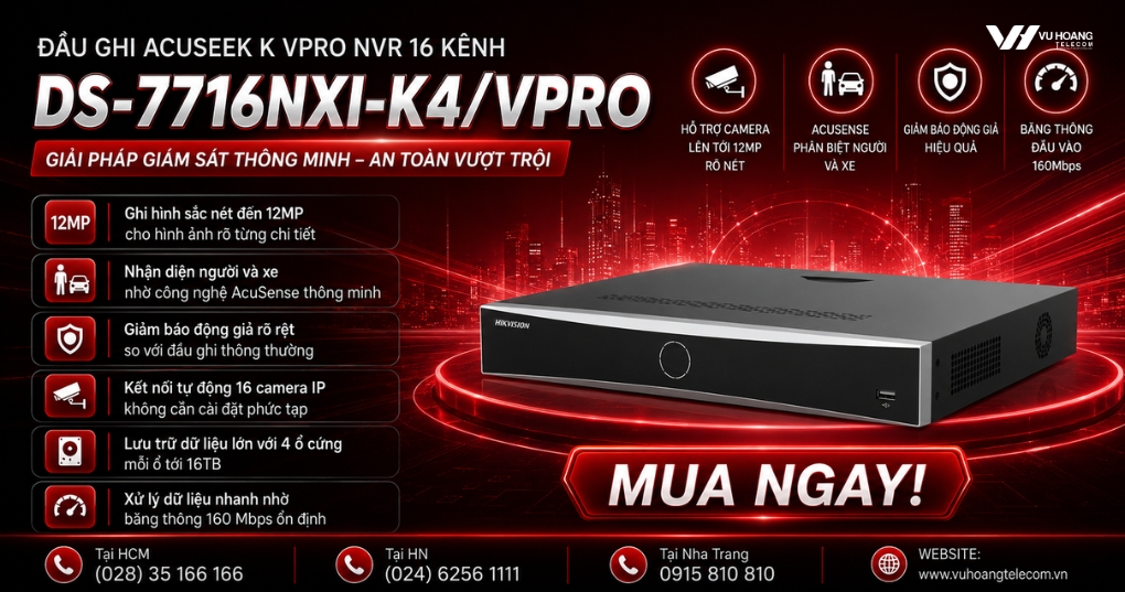 Đầu Ghi Hikvision DS-7716NXI-K4/VPro Chính Hãng, Giá Tốt