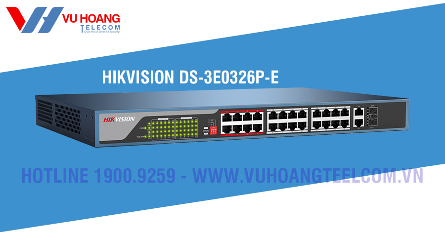 hikvision-ds-3e0326p-e-3 Switch POE 24 cổng 100M HIKVISION DS-3E0326P-E