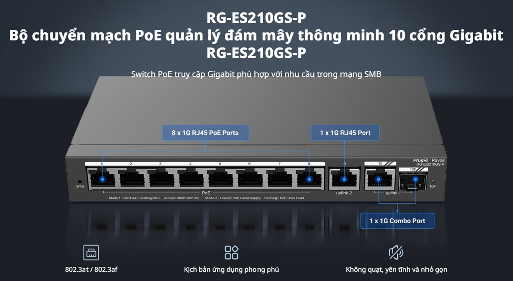 layer-2-smart-managed-poe-switch-10-cong-ruijie-rg-es210gs-p-4 Bán Smart Managed PoE Switch 10 Cổng RUIJIE RG-ES210GS-P giá rẻ