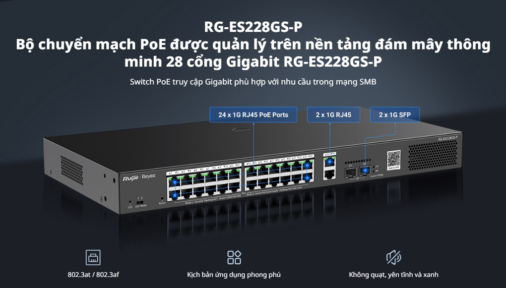 Bán Smart Managed PoE Switch 28 Cổng RUIJIE RG-ES228GS-P giá rẻ