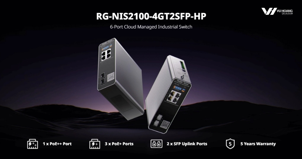 Switch công nghiệp 6 cổng Reyee RG-NIS2100-4GT2SFP-HP