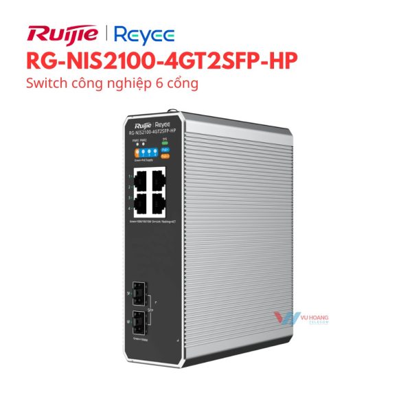 Switch công nghiệp 6 cổng Reyee RG-NIS2100-4GT2SFP-HP