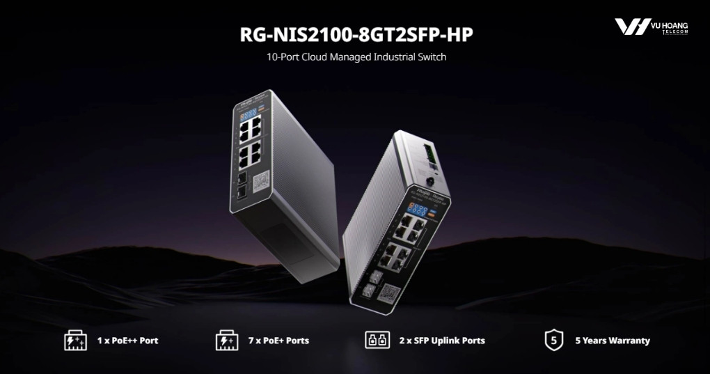 Switch công nghiệp 10 cổng Reyee RG-NIS2100-8GT2SFP-HP