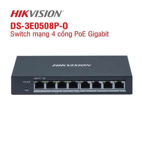 Switch mạng 4 cổng PoE Gigabit HIKVISION DS-3E0508P-O