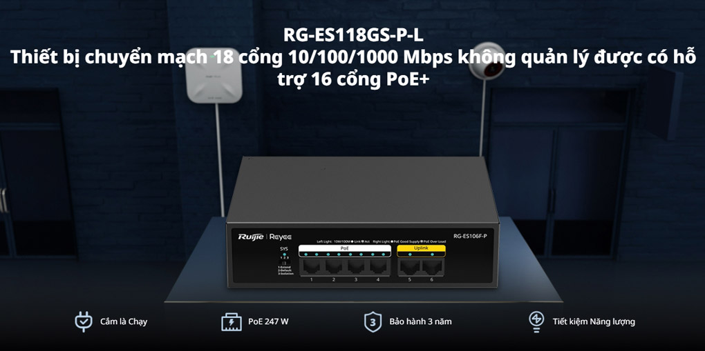 Bán Unmanaged switch 8 cổng PoE RUIJIE RG-ES110GS-P-L giá rẻ